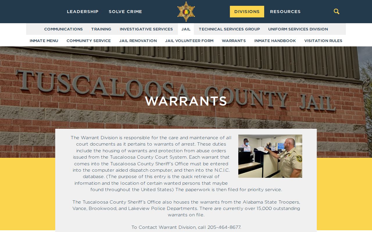 Tuscaloosa County Warrant Division policy and warrant process